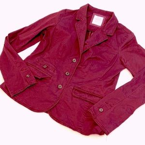 Sonoma life and style wine burgundy cotton stretch blazer jacket French Cuff